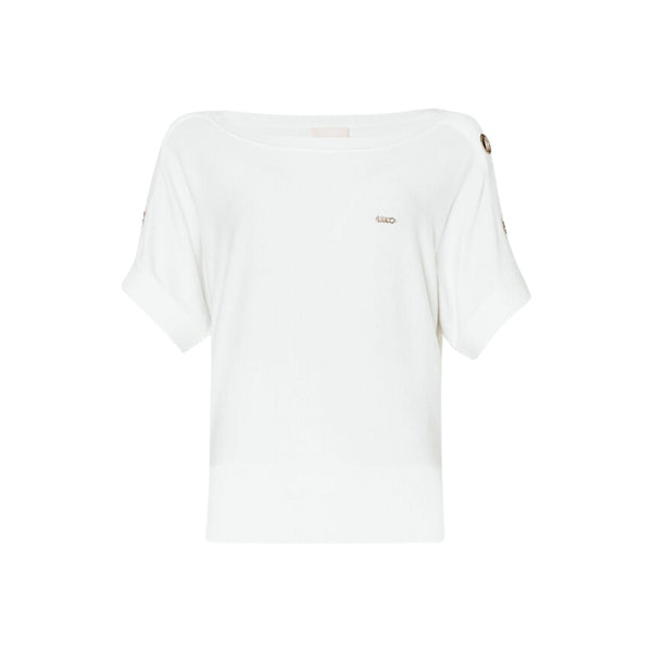 Liu Jo Maglia Maglia Donna con vele metalliche sulle maniche Avorio - Francavilla Moda